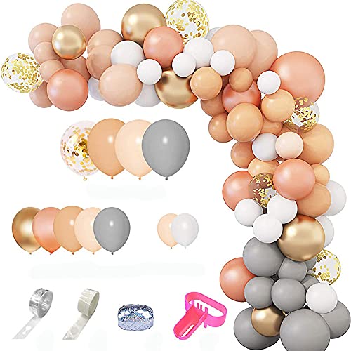 Orange and Peach Gold Balloon Garland Arch Kit-129Pcs Peach Balloon Orange Balloon Confetti Gold Metallic Balloons for Wedding Baby Shower Birthday Graduation Party Backdrop DIY Decoration