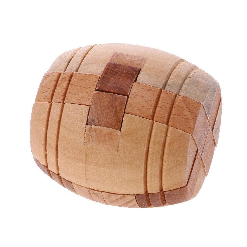 CALANDIS Wooden Intelligence Toy Kong Ming Lock Barrel Puzzle 3D Brain Teaser Puzzle for Kids Children