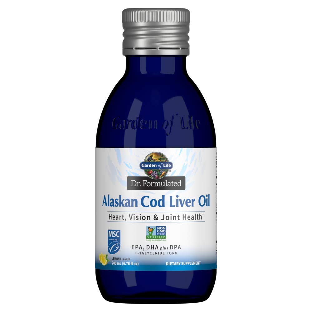 Garden of LifeDr. Formulated Alaskan Cod Liver Oil 1000 mg Omega 3s (EPA, DHA & DPA) + Vitamins A & D, Non-GMO, Sustainably Sourced & Line Caught, Lemon, 6.76 Fl Oz