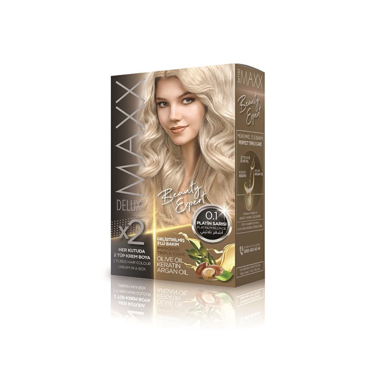 maxx deluxe 0.1 Platinum Blonde, , 2 X Hair Color, Long Lasting, Olive Oil/Keratin Argan Oil,1 pack,120 ml