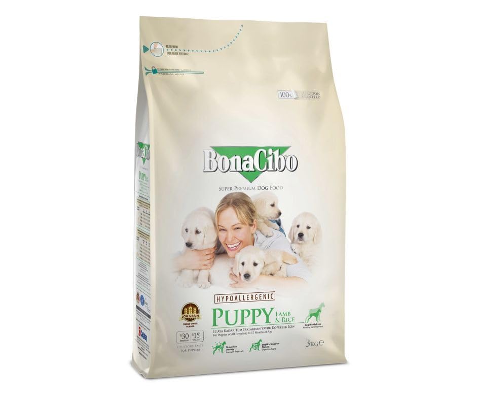 Bonaciibo Lamb & Rice Puppy Food - Dry Dog Food for All Breeds | Complete Nutrition for Puppies Up to 12 Months | 15 kg Bag