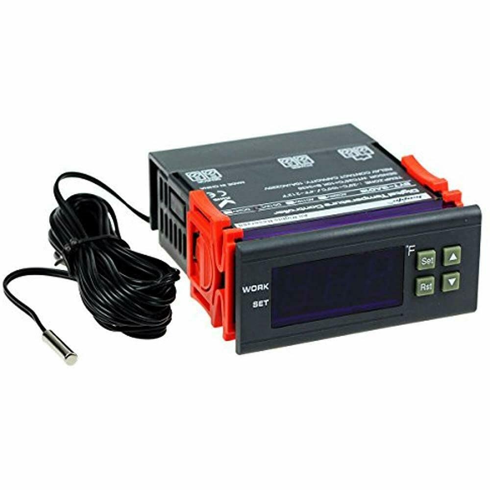 bayite DC 12V Fahrenheit Digital Temperature Controller 10A 1 Relay with NTC 10K Sensor