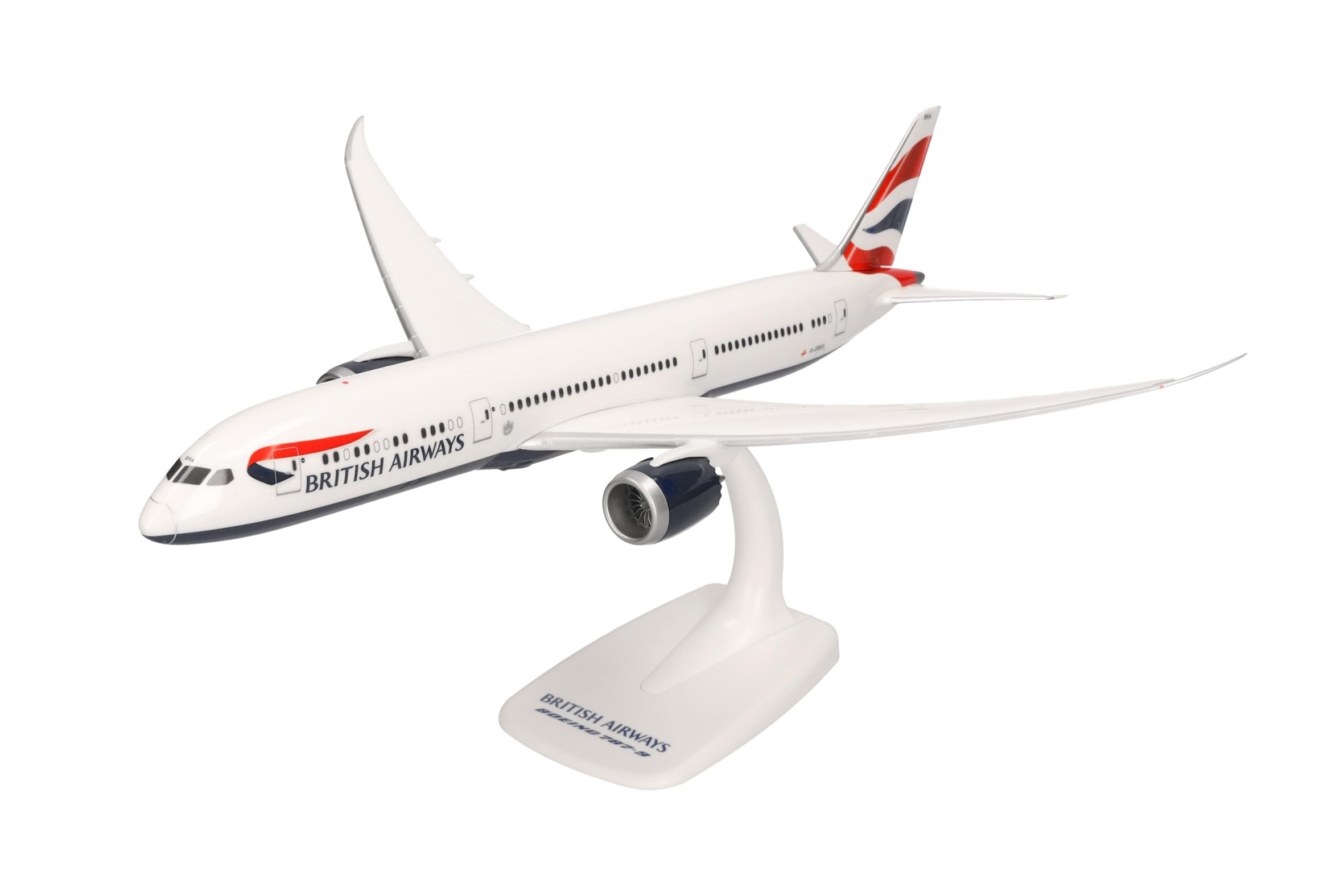 Herpa 611572 G-ZBKA Other License Snap-Fit Aircraft Boeing 787-9 British Airways-Dreamliner, Aeroplane, Miniature Scale 1:200, Collectable, Model with Base, Plastic Kit, Multi-Colour