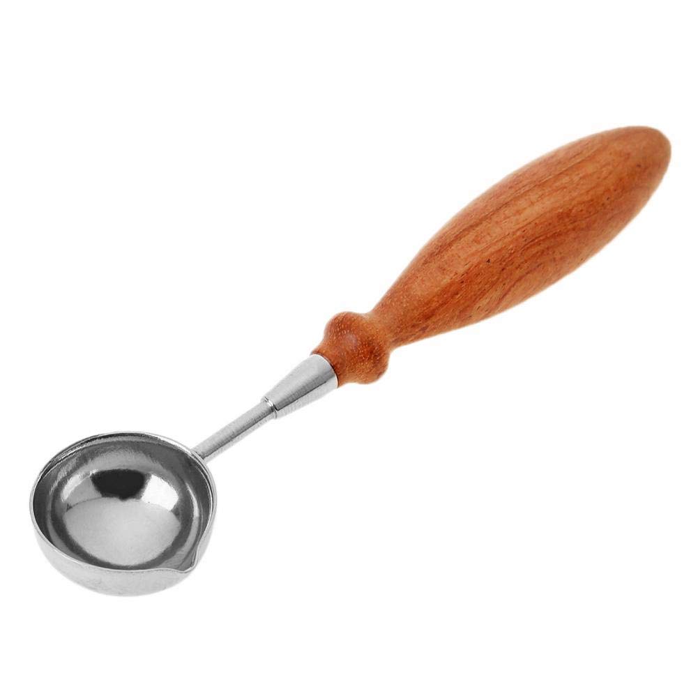 DemiawakingUK Stainless Steel Sealing Wax Melting Spoon Vintage Wood Handle Seal Wax Sticks Beads Spoon for Stamp Envelope Letter Craft (A)