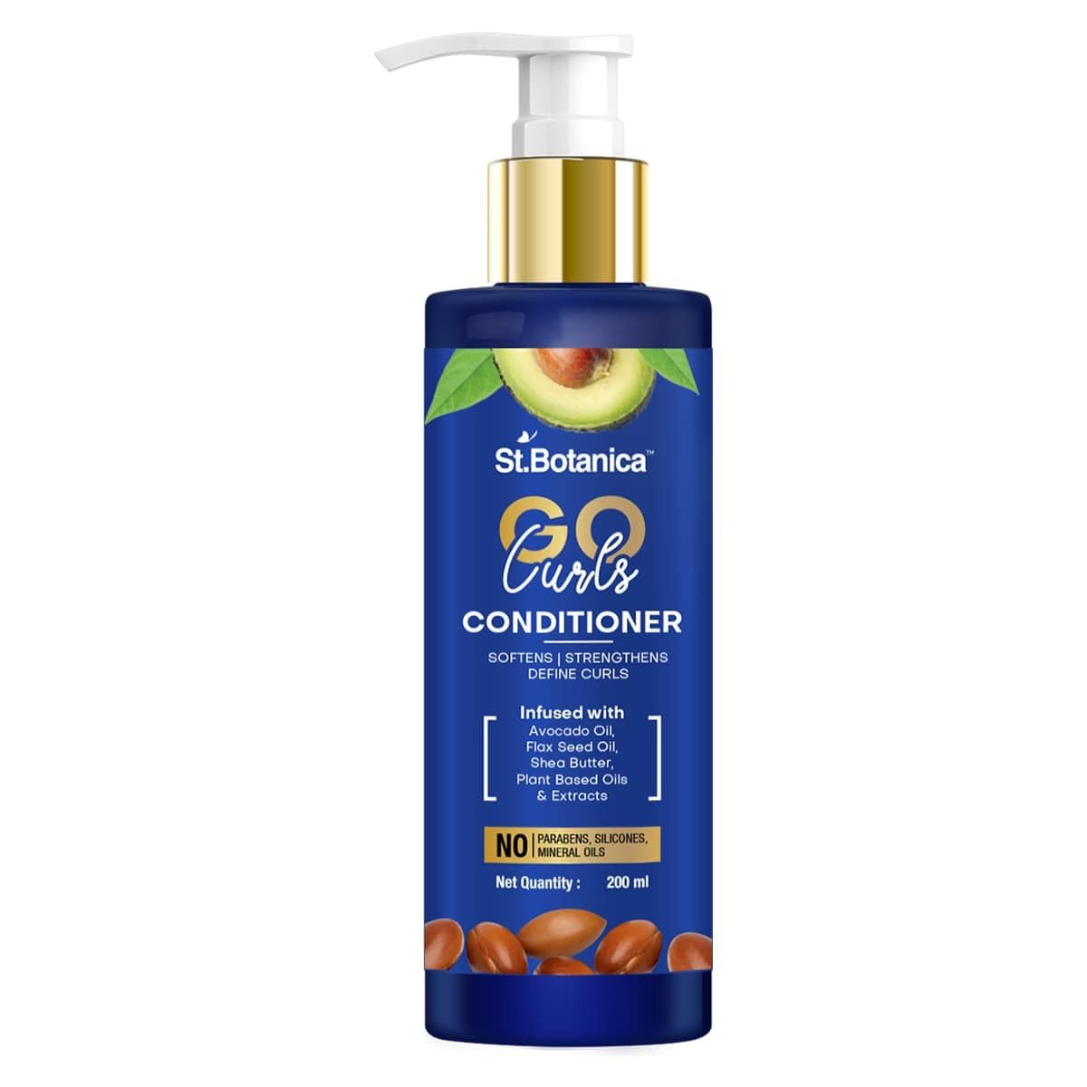 StBotanica GO Curls Hair Conditioner - With Avocado Oil, Flaxseed Oil, Pea Protein, No SLS/Sulphate, Paraben, Silicones, Colors, 200ml