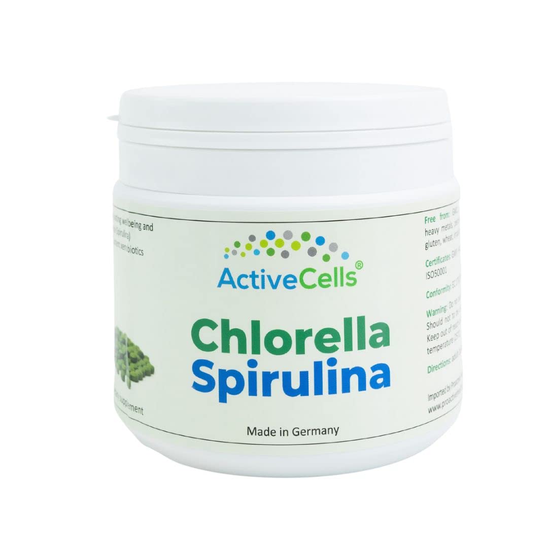 ActiveCellsChlorella-Spirulina 1,000 Tablets, 300g, 3 months, Only Cultivated in Glass-Tubes Made in Germany, Ultra Pure