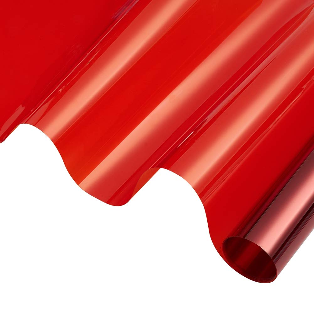 Daytime Privacy Window Film Sun Blocking Blackout Window Film Anti UV Heat Control Window Tint for Home Office Static Cling Vinyl 19.68'' x 118'', Red