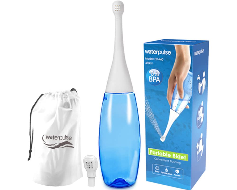 StarDotHash 450ml Hygienic Portable Travel Shattaf to Use for Easy Cleaning| Portable Bidet Sprayer of Detachable Nozzle & Head for Toilet Travel, Childbirth Cleaner (Blue Bidet)