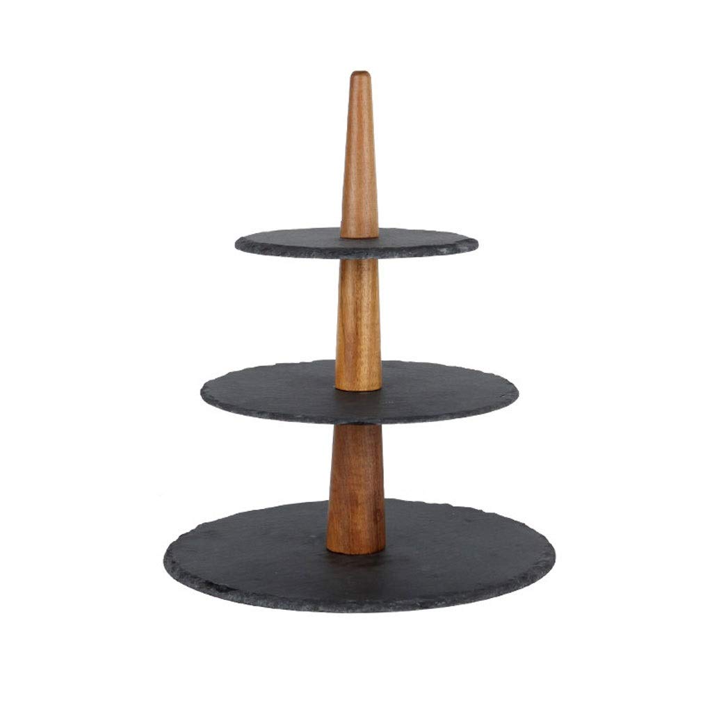 Cake Stand Japanese-style Ceramic Rock Skewer Double-layer Dessert Rack Three-layer Cake Rack Creative Fruit Plate Cake Plate (Size : Large)