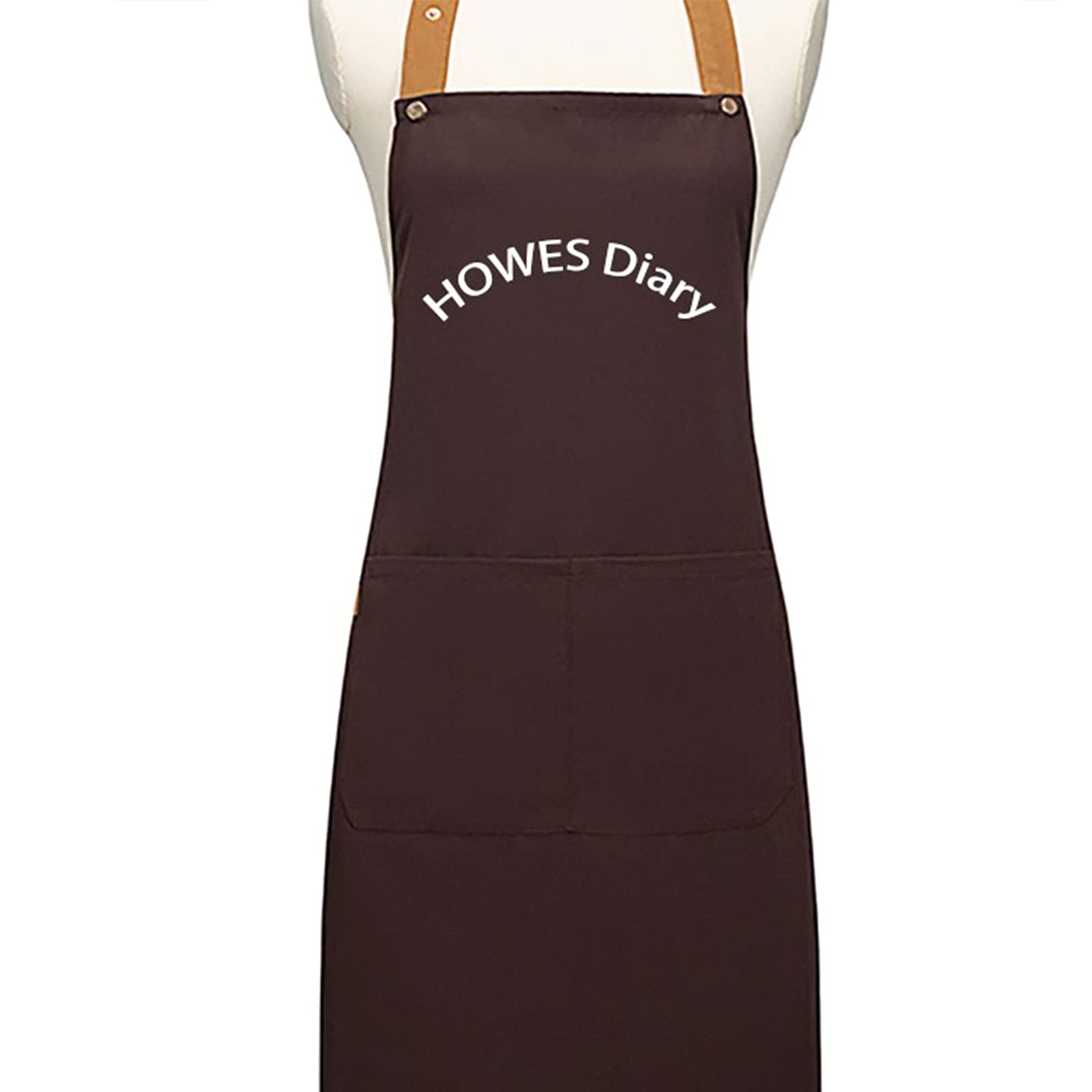 Howes Diary 1-Piece Kitchen Apron with Adjustable Neck and Visible Central Pocket. Brown Apron for Male and Female Chefs (29"X26")