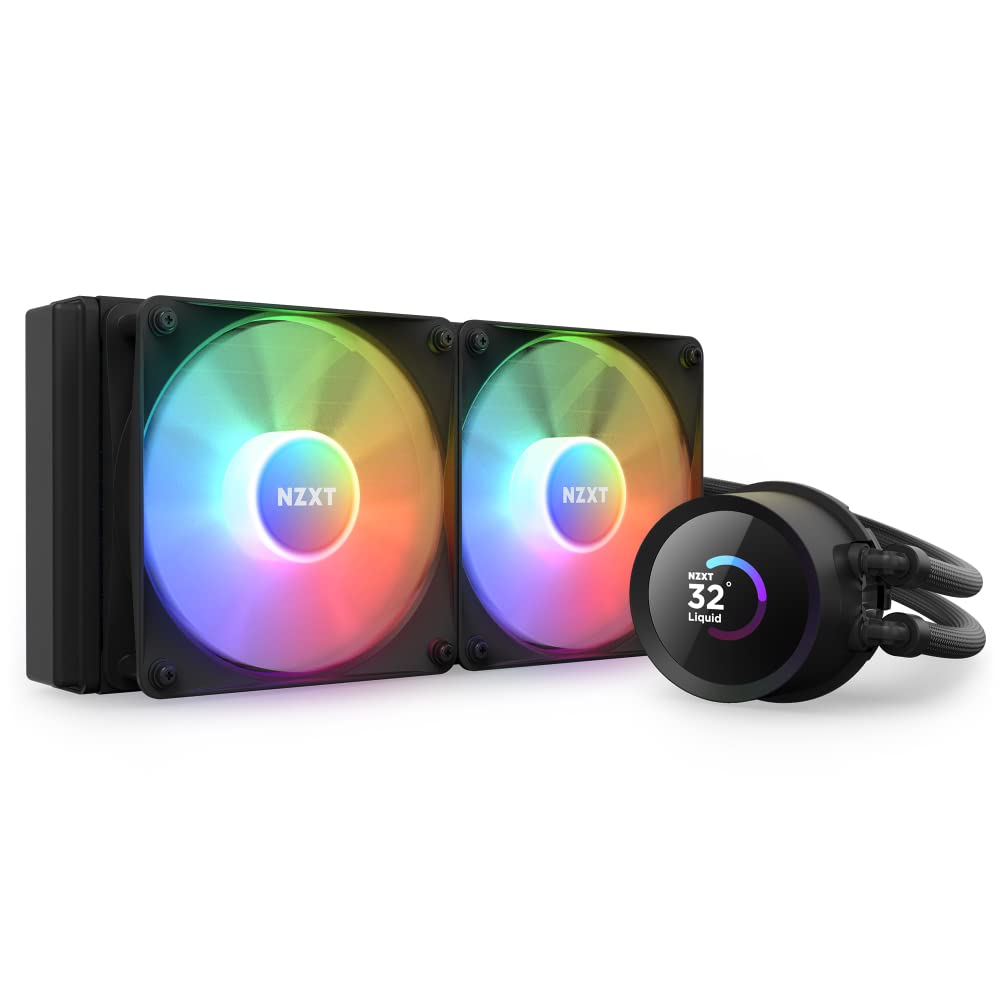 NZXT Kraken 240 RGB - RL-KR240-B1 - 240mm AIO CPU Liquid Cooler - Customizable 1.54" Square LCD Display for Images, Performance Metrics and More - 2 x F120 RGB Core Fans - Black