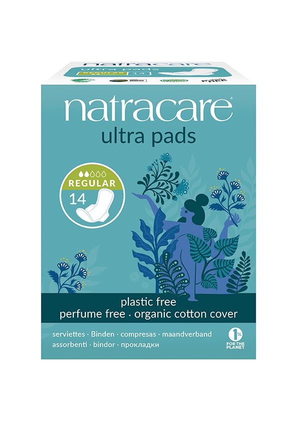 NatracareUltra regular pads with wings - Natural product - Ideal for low intensity menstrual flow - For sensitive skin - Absorbent and thin - Suitable for vegans - 14 pads