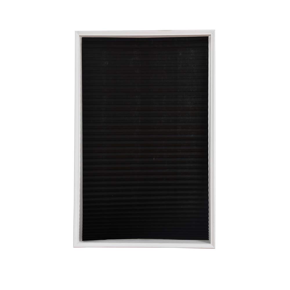 DecdealBlackout Pleated Window Shades Window Blind Blackout Light Block Cordless Black, 90x150cm