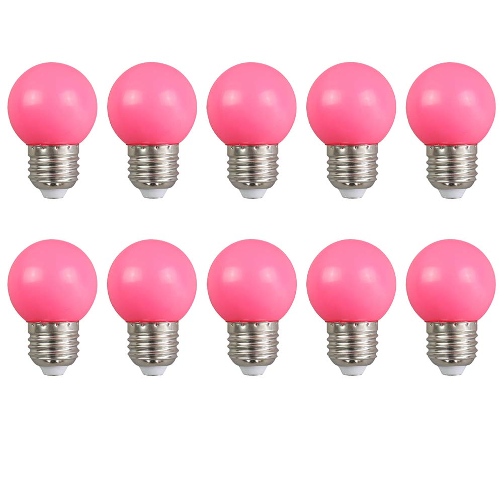 10 Pack E27 G45 2W Screw Cap Coloured LED Light Bulbs Festoon Party Lights for Indoor Outdoor Use