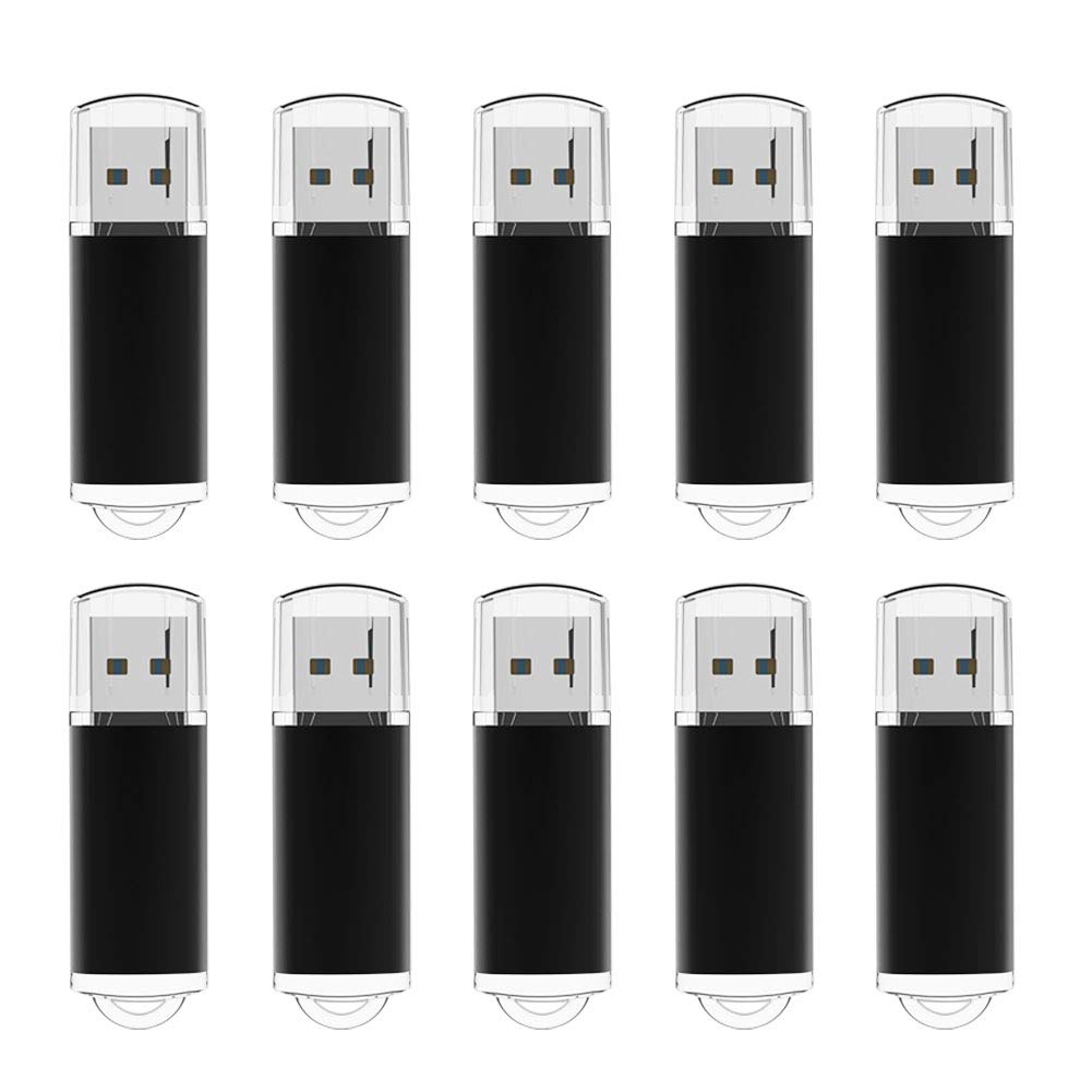 TOPESEL 10 X 2GB USB 2.0 Memory Stick USB Flash Drive Cap Design USB Pen Drive with Led Indicator, Black