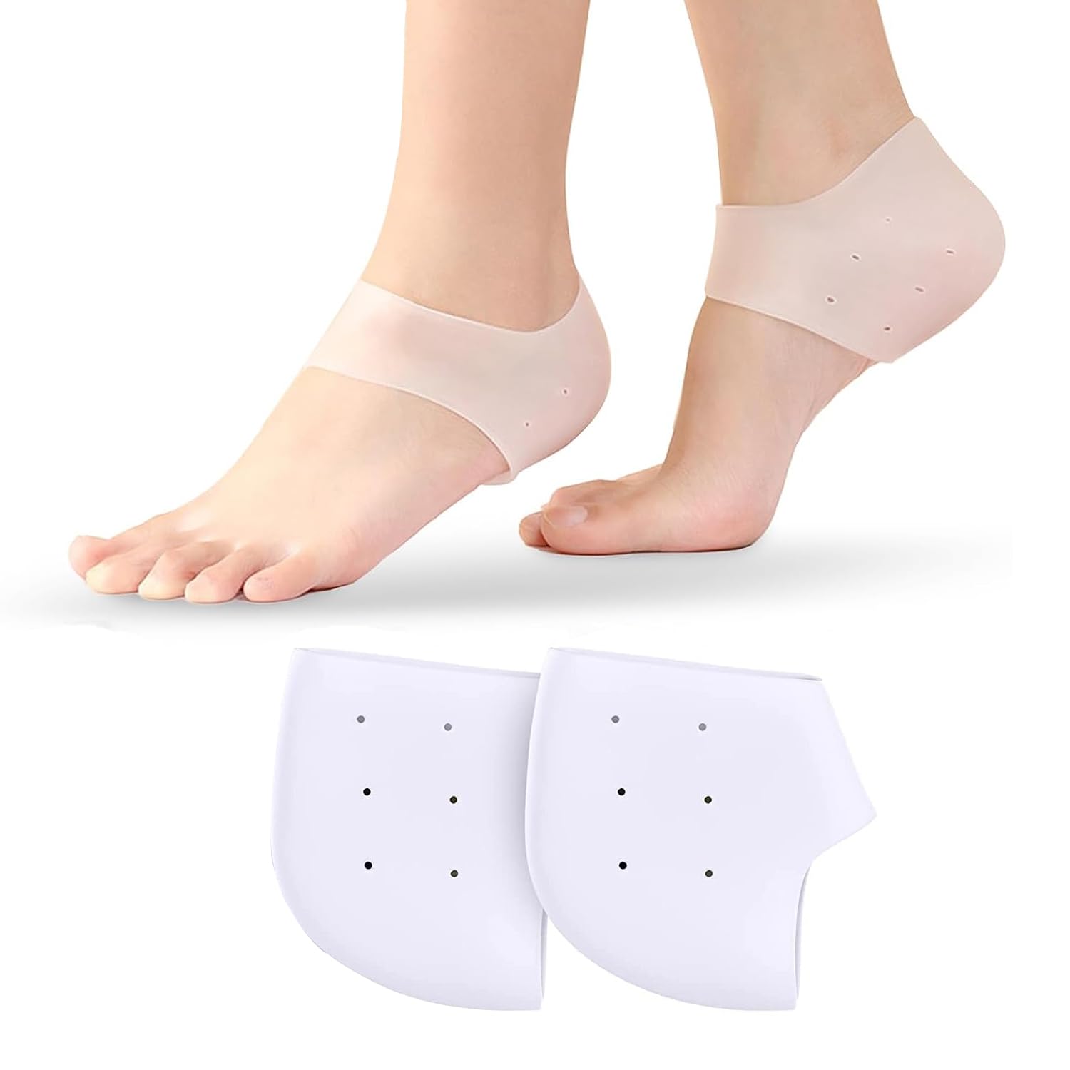 2Pcs Silicone Heel Protectors for Plantar Fasciitis Relief, Comfortable & Durable