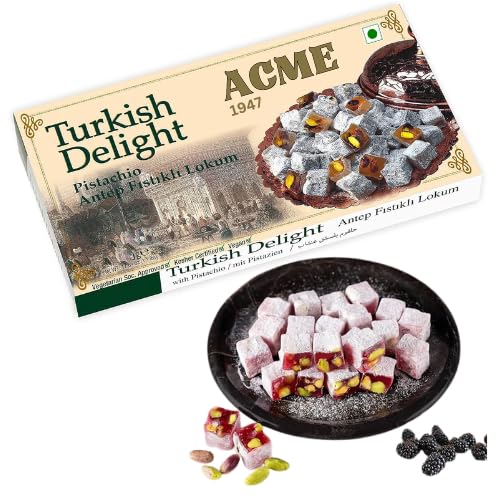 Turkish Delight Pasha (Blackberry Flavored Pistachio) – LOKHUM - ACME - ESTD 1947 | Premium Sweets Perfect for Gifting and Snacking | Turkish Delight Made With Fresh Ingredients | 250Gms Gift Pack