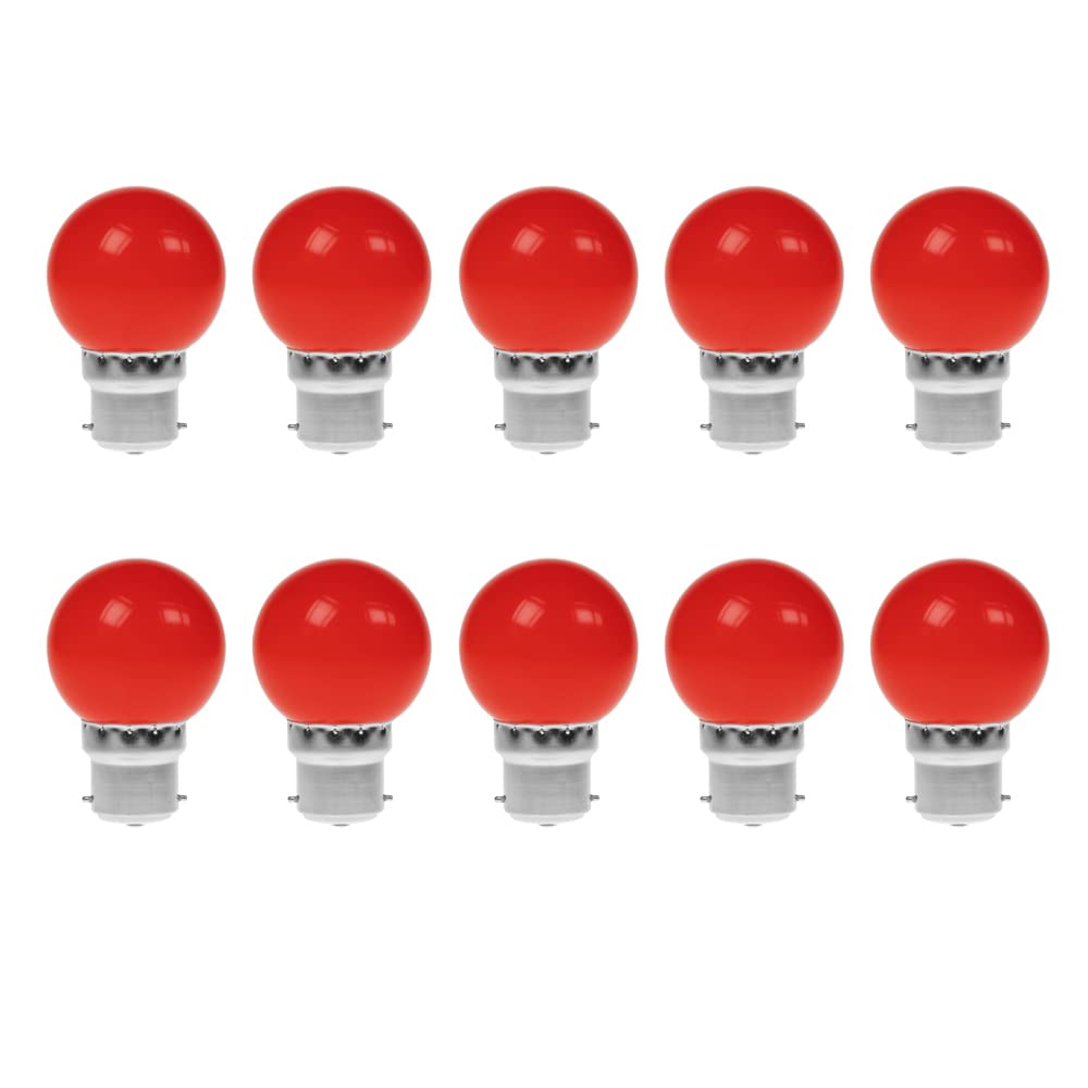 WULUN 10 Pack B22 G45 2W Screw Cap Coloured LED Light Bulbs Festoon Party Lights for Indoor Outdoor Use