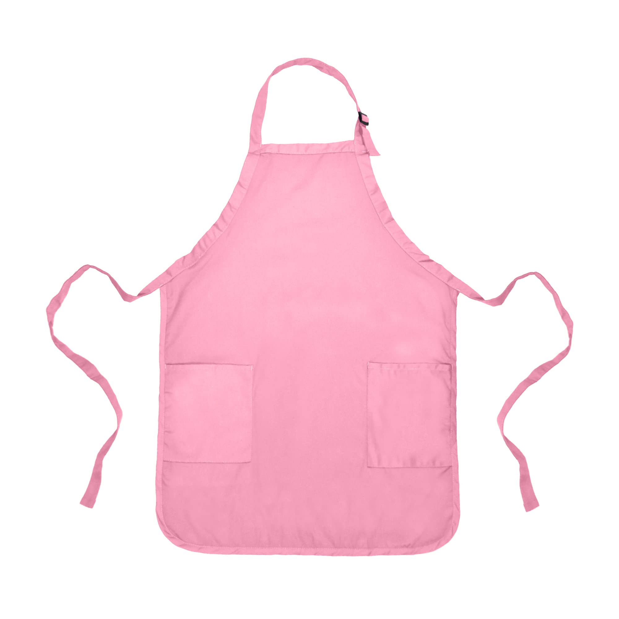 DALIX Apron Commercial Restaurant Home Bib Spun Poly Cotton Kitchen Aprons (2 Pockets) in Pink