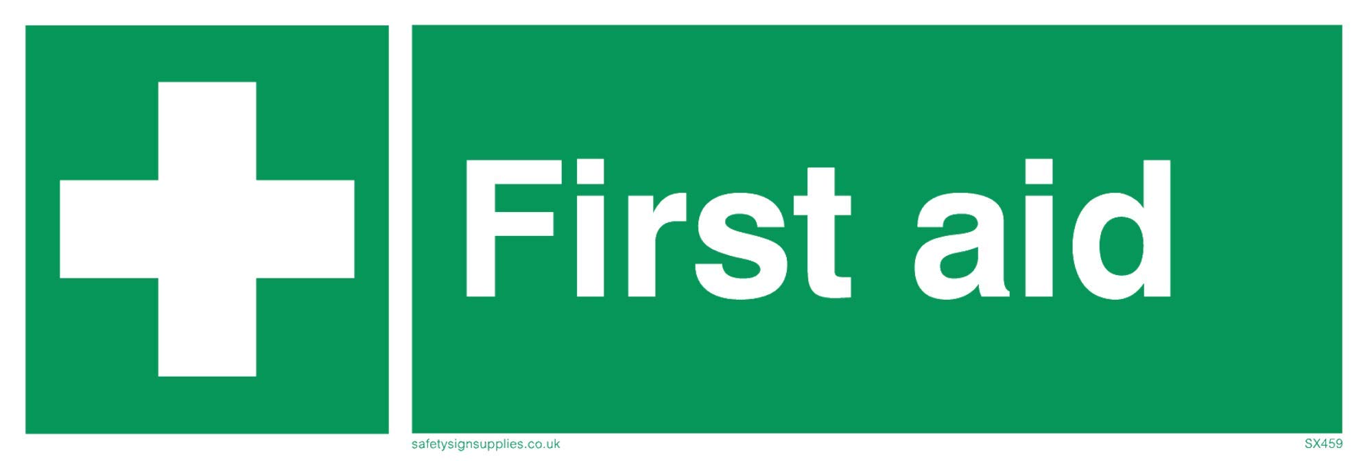 Viking SignsSX459-L15-1M "First Aid" Sign, 1 mm Semi-Rigid Plastic, 50 mm H x 150 mm W