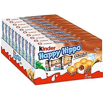 Kinder Happy Hippo COCOA CREAM Biscuits 5 count boxes (PACK OF 10)