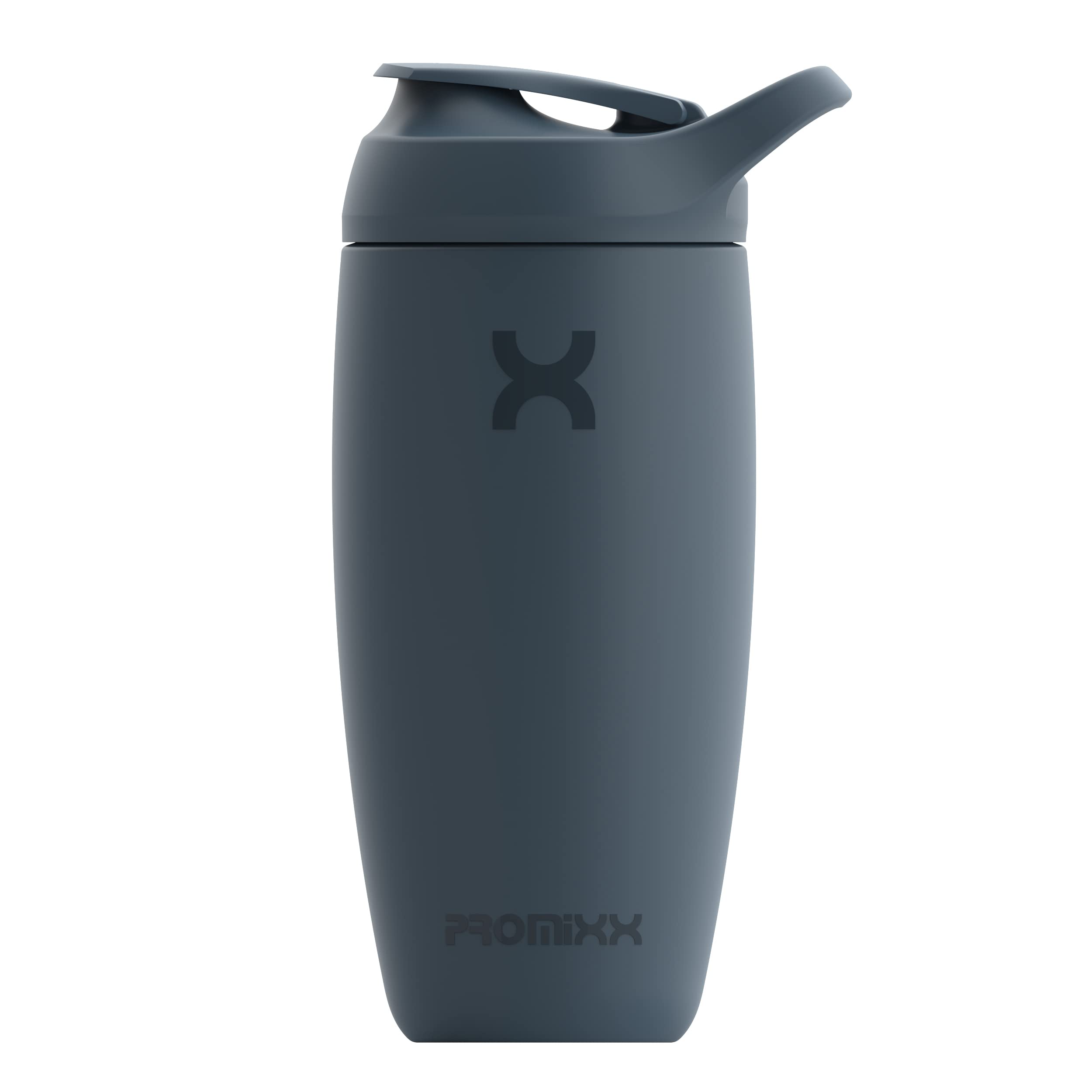 Promixx Pursuit Shaker Bottle Insulated Stainless Steel Water Bottle and Blender Cup, 18oz, Midnight Blue