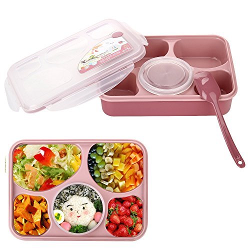 BestLandBento Box Microwave and Dishwasher Safe Lunch Box with 5 + 1 Separate Containers (Pink)