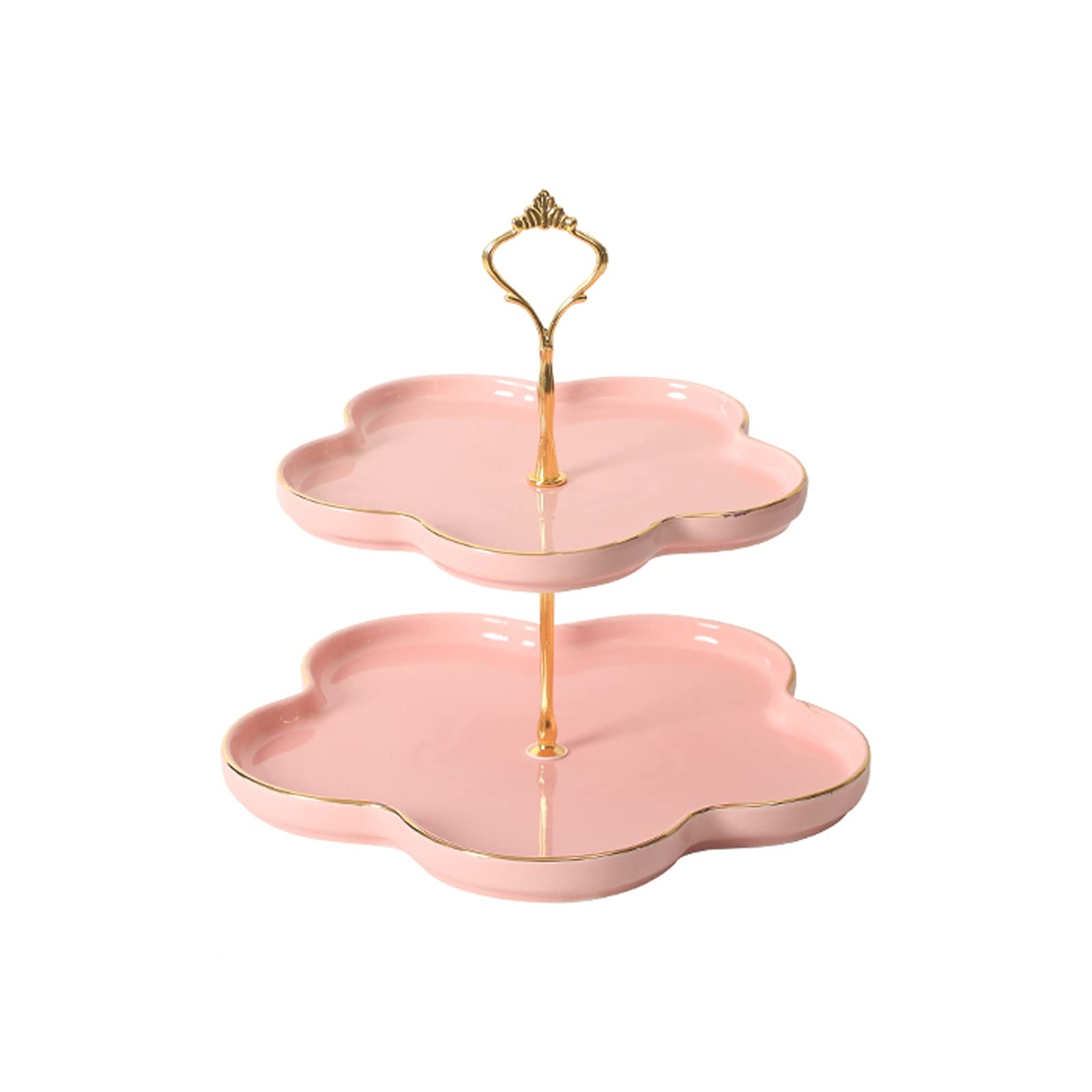 Cake Stand Ceramic Cake Stand Multi-layer Dessert Table Detachable Cupcake Display Stand Afternoon Tea Fruit Pastry Plate Wedding Pastry Rack Cake Plate (Color : Pink)