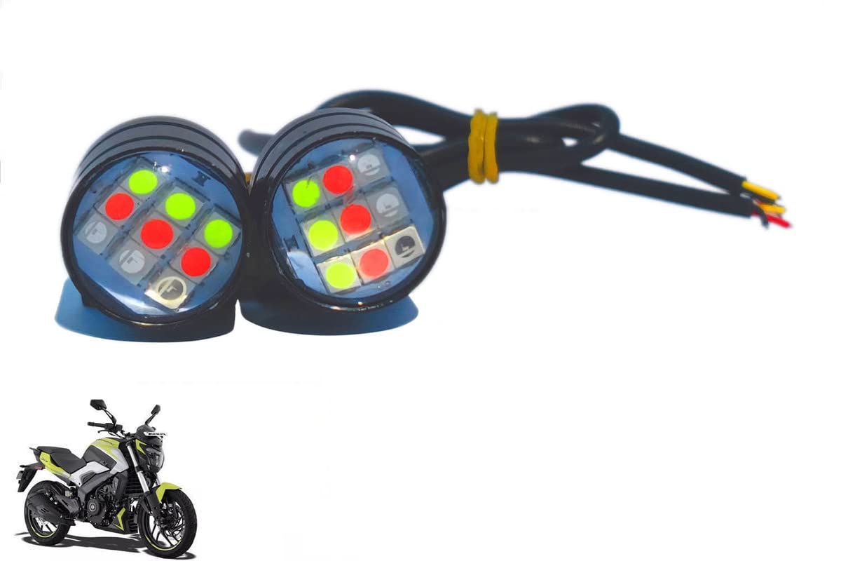 SHOP4U Mix colour 6 Led Strobe Light for Bike | Warning Emergency Police Light | Motorcycle Strobe Light | Bike Led Light Headlight Bulb High Power Flasher Hazard | Accessories Lighting bullet Compatible with Bajaj Dominar 250