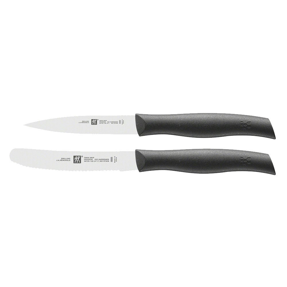 ZWILLINGT.Grip Knife set. stainless steel. Precision-stamped & Ice-hardened blade. Slip resistant, break-proof Polypropylene handles. Set: Paring Knife + Utility Knife. Made in Spain