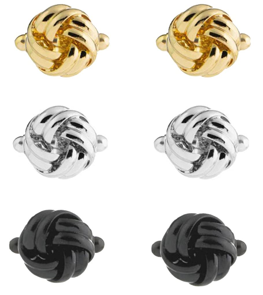 Mens Black Silver Gold Twist Cufflinks Studs Hollow Out Shirt Cuff links, Metal, not-applicable