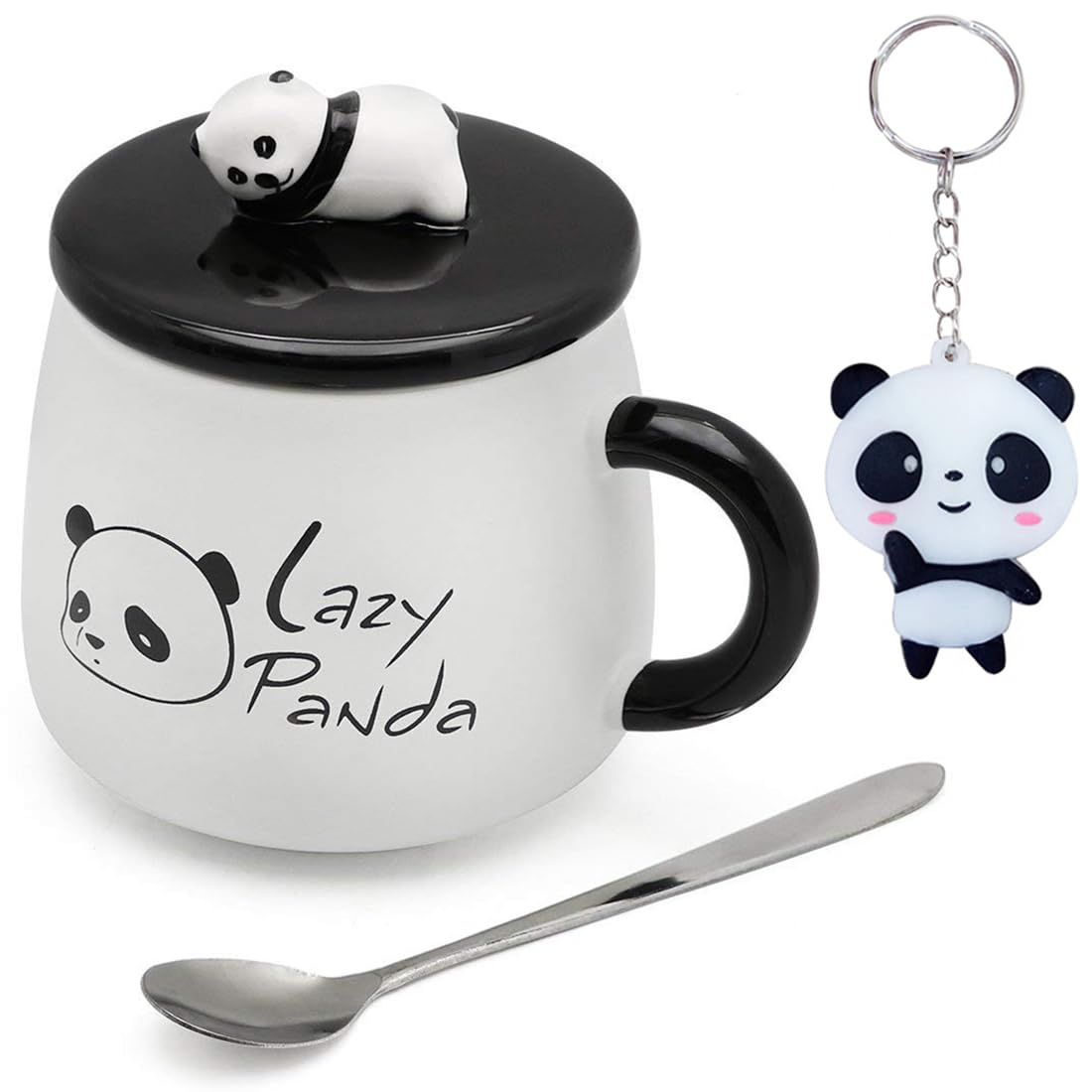 BonZeal 3D Ceramic Birthday Gift for Boys Girls Panda Mug Tea Coffee Mug Gift for Birthday, Gift for Friends, Mugs for Coffee, Coffee Mug with Lid, Gift for Son 300 ml