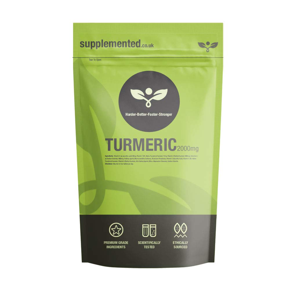 Turmeric 2000mg 180 Tablets High Strength UK Made Supplement Letterbox Friendly Turmeric Extract (Curcumin) Vegan Joint Health