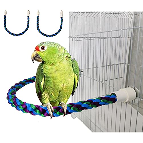 2Pcs 21’’Bird Rope Perches,Bendable Climbing Standing Chew Cage Toys Unique&Simulate Natural Color Bungee Toys for Small to Regular Size Birds