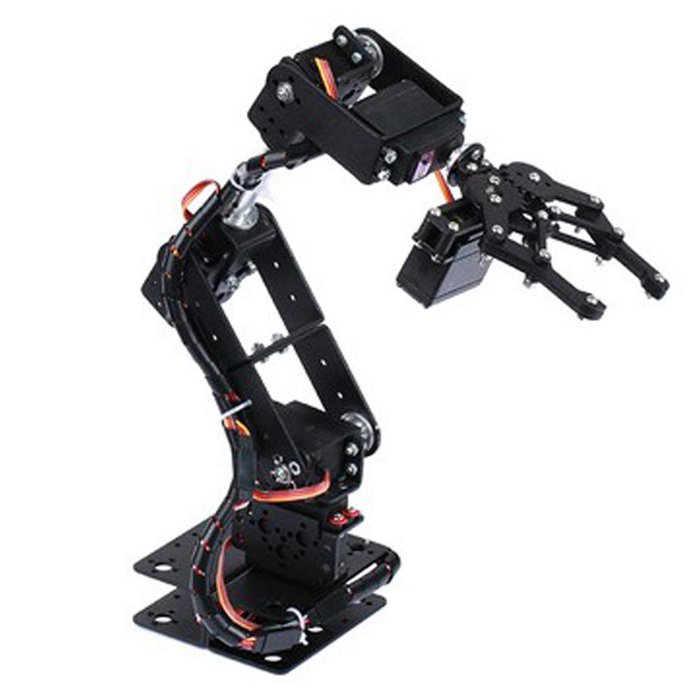 Gugxiom Robot Arm Kit, 6DOF 180° Angle Industrial Robot Parts, Round Chassis Metal Gear Programming Machine for University Teaching.