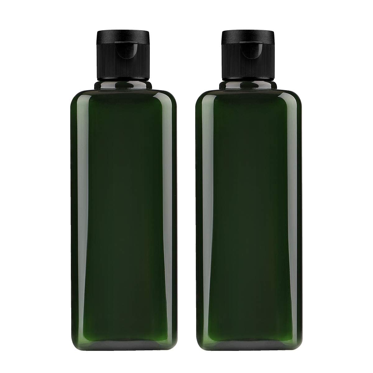 SYOSI Plastic Empty Bottles Squeeze Bottles with Flip Cap, Flip Cap Bottle for Shampoo, Lotions, Liquid Body Soap, Creams, Rectangle Pack of 2, 200ml