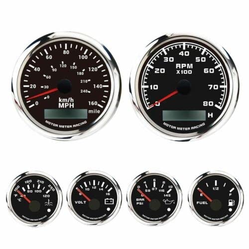 W PRO 6 Gauge Set GPS Speedometer 160 MPH/240 KMH Waterproof For Car Boat Truck