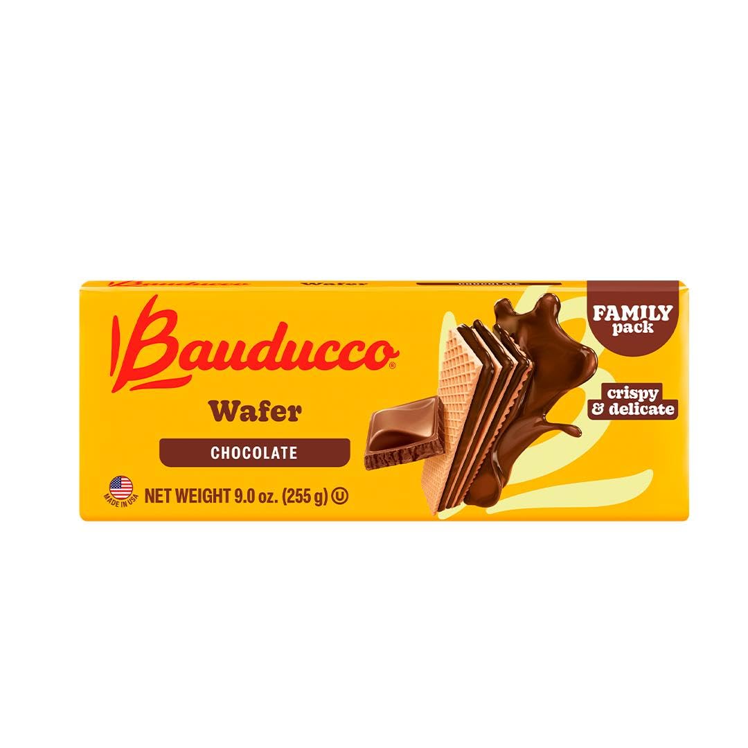 Bauducco Chocolate Wafers - Crispy Wafer Cookies With 3 Delicious, Indulgent Decadent Layers of Chocolate Flavored Cream - Delicious Sweet Snack or Dessert 9.0oz (Pack of 1)