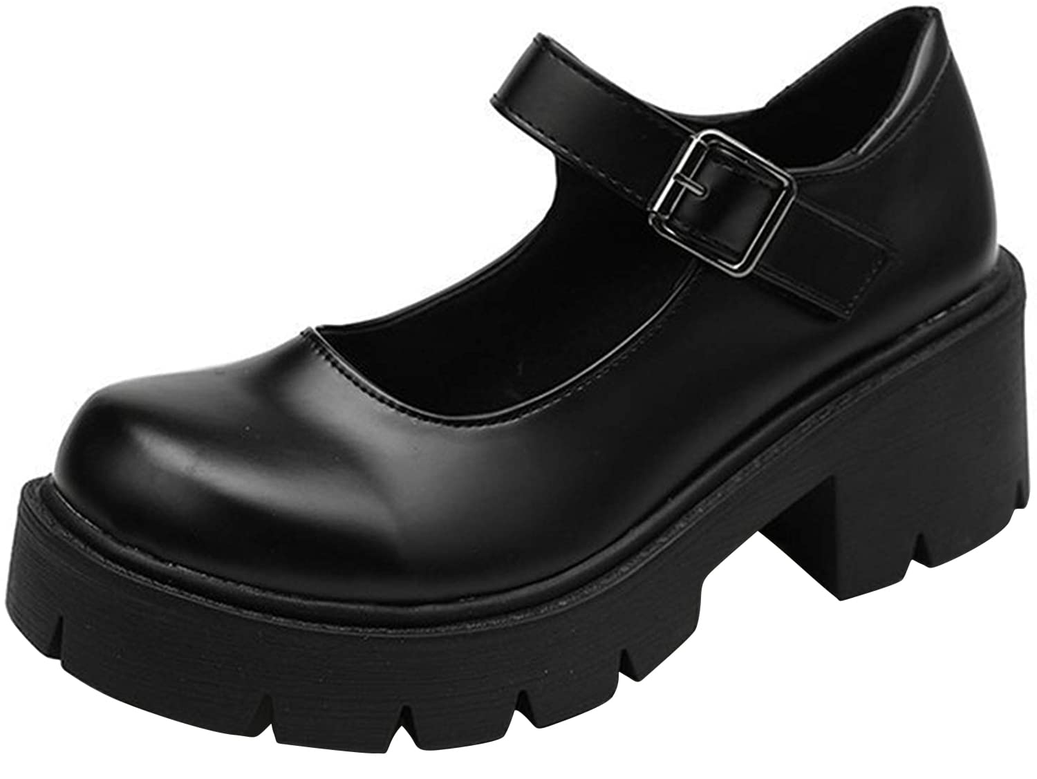 ACE SHOCKWomen's Platform Mary Janes Chunky Heel Ankle Strap Uniform Dress Shoes Heeled Gothic Lolita Oxfords