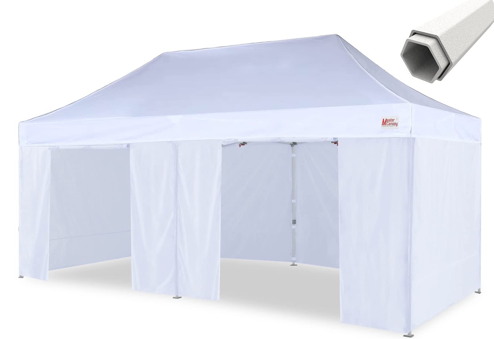 MASTERCANOPY 10x10 Premium Heavy Duty Pop Up Commercial Instant Canopy with Sidewalls(10x20 White)