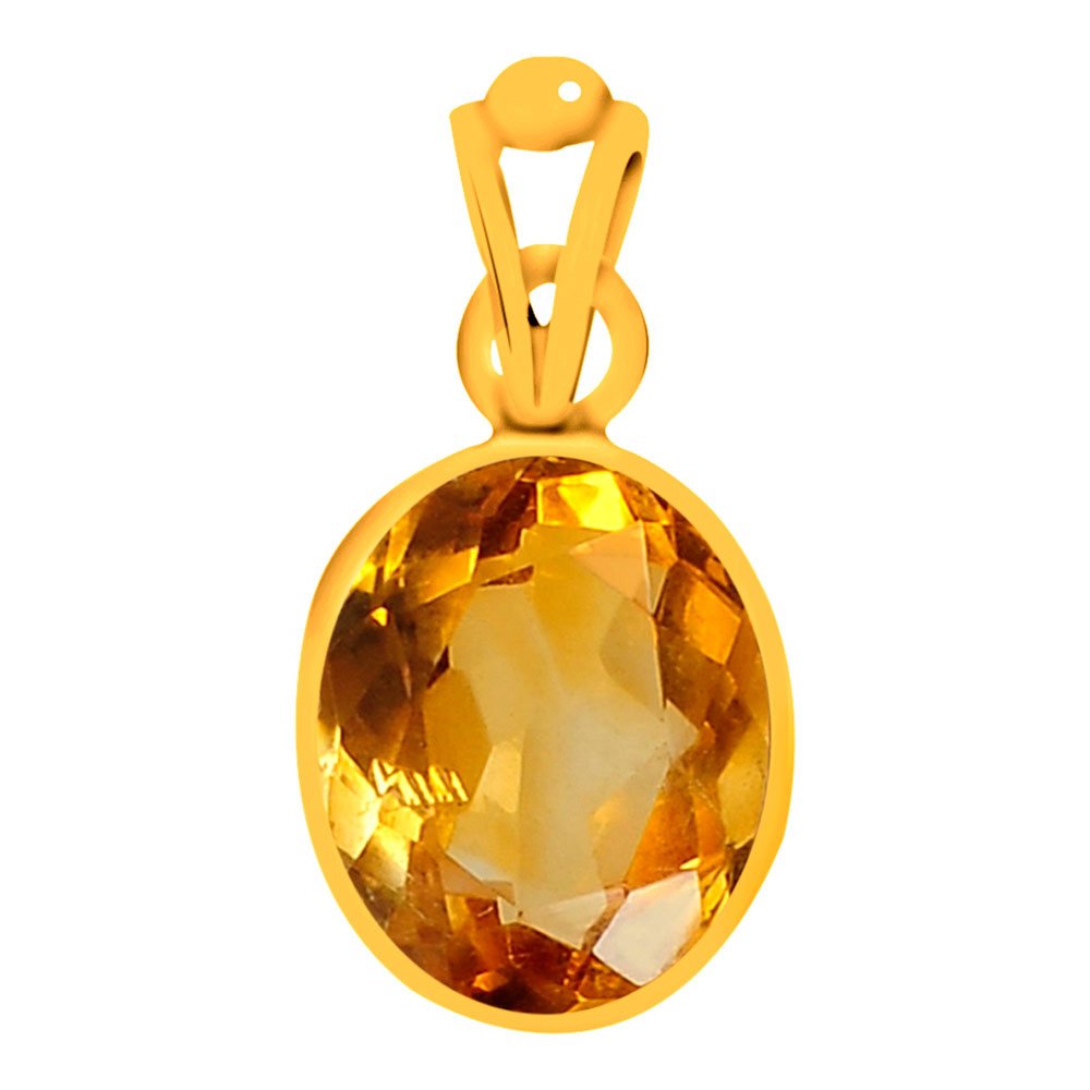 ClaraCertified Citrine Sunehla 5.5 Carat or 6.25ratti Panchdhatu Alloy Gold Polish Birthstone Pendant for Men & Women