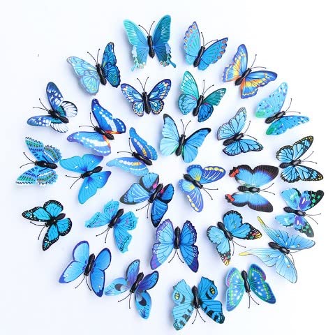 Bartosi Hair Clips Butterfly Hair Barrettes Blue Fashionable Bobby Pins Cute Decorative Bobby Pin Hair Accessories for Women and Girls Pack of 20