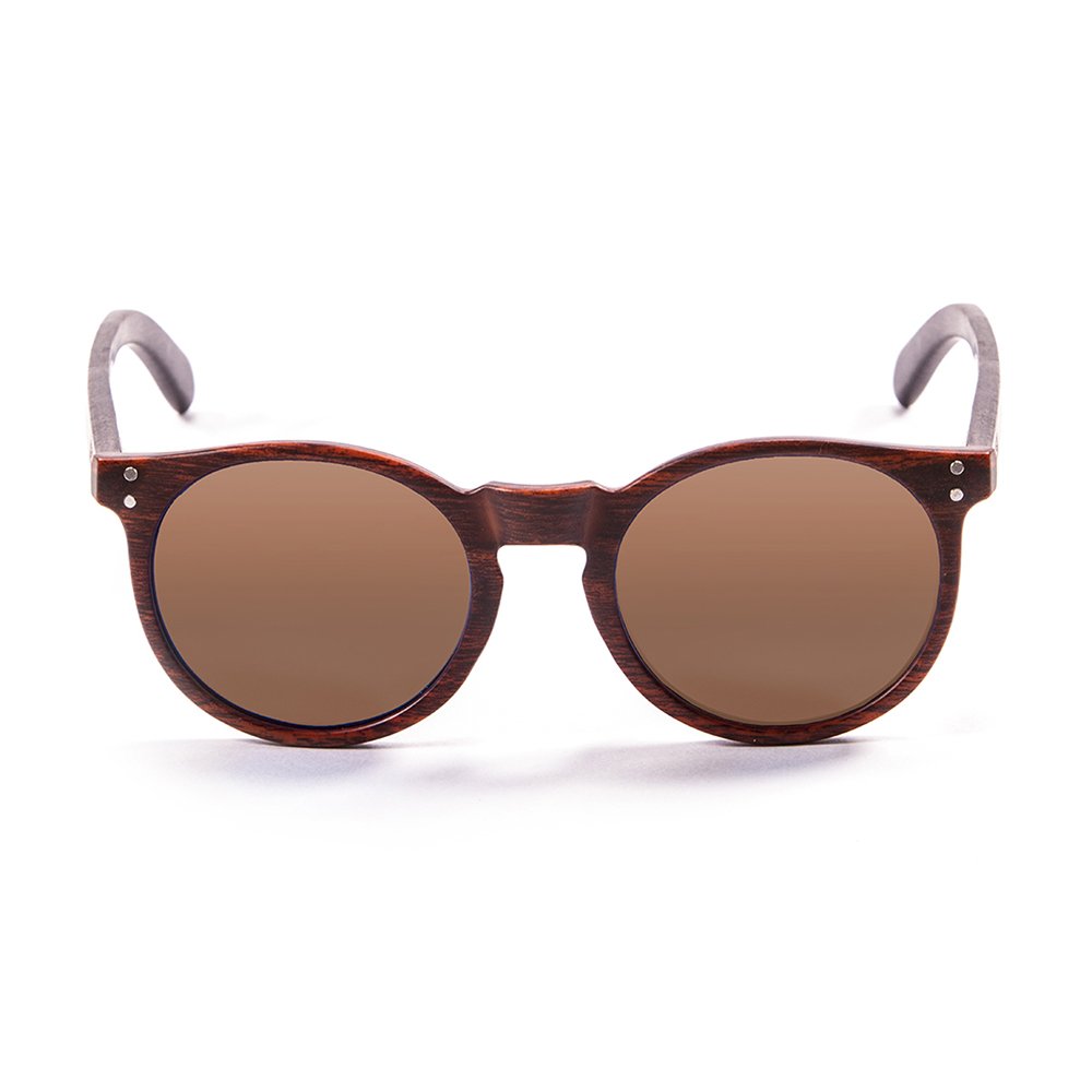 OCEAN 5Ocean Glasses Lizard Wood Bamboo Brown Arm with Brown Frame and Smoke Lens Sunglass, Brown