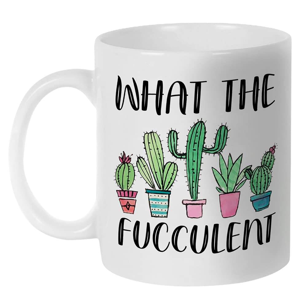 FatbabyWhat the Fucculent Cactus Succulent Plant Gardening Gifts for women, Funny Novelty Coffee Mug for Plant Lady, Gifts for Plant Lover