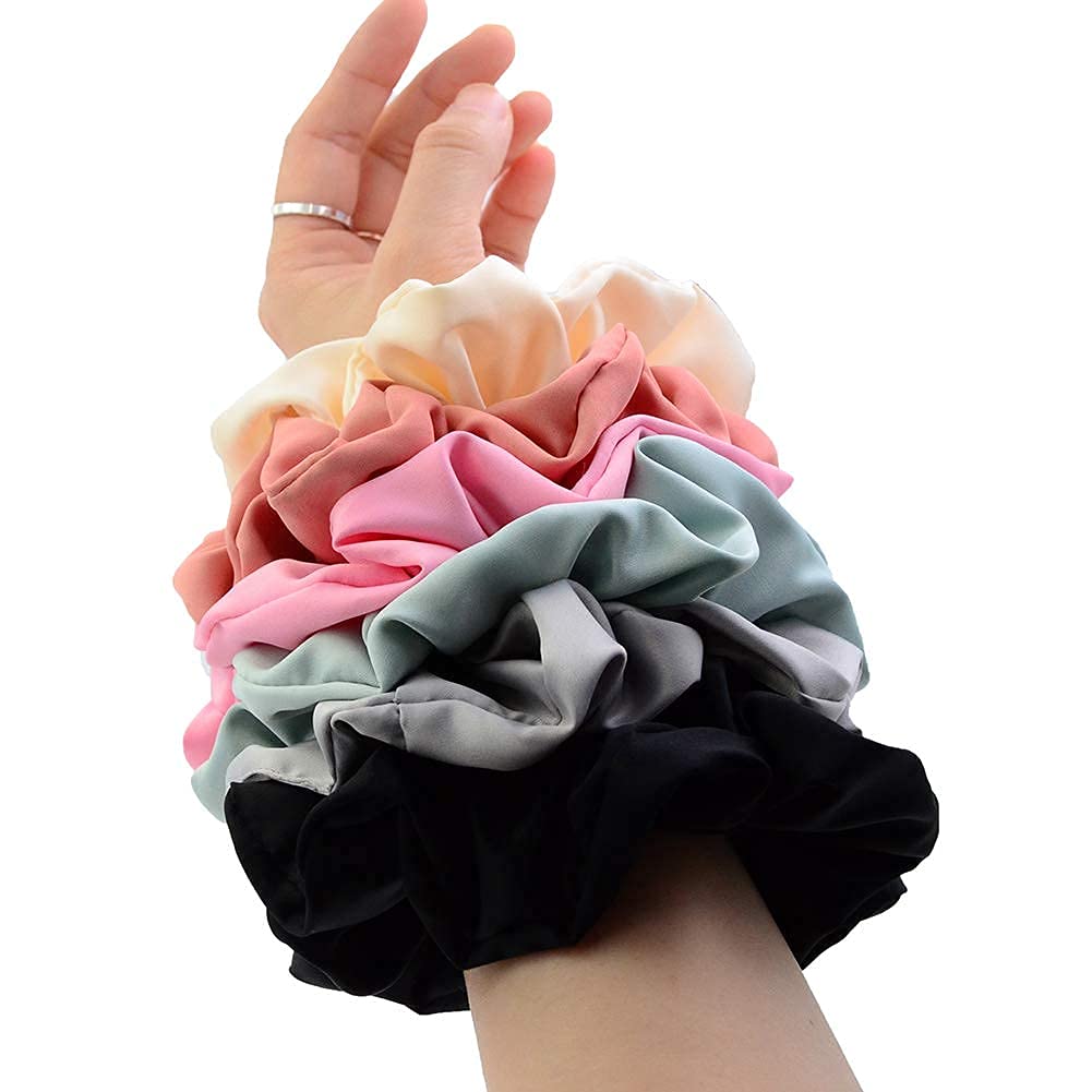 Simnice Oversized Blush Theme Large Hair Scrunchies Satin Elastics Scrunchy Bobbles Soft Hair Bands Hair Ties Hair Accessories Scrunchies for Girls Women，6 Colors