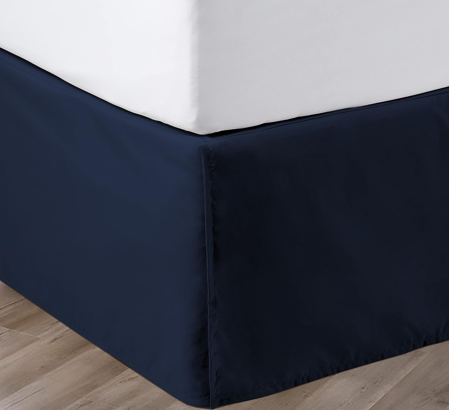 SGI Bedding 12 Inch Pleated Bedskirt | Microfiber Pleated Bed Skirt | Fade-Resistant, Wrinkle-Free, Anti-Static, Decorative, Extra Storage Space, Clutter-Free | Queen, Navy Blue