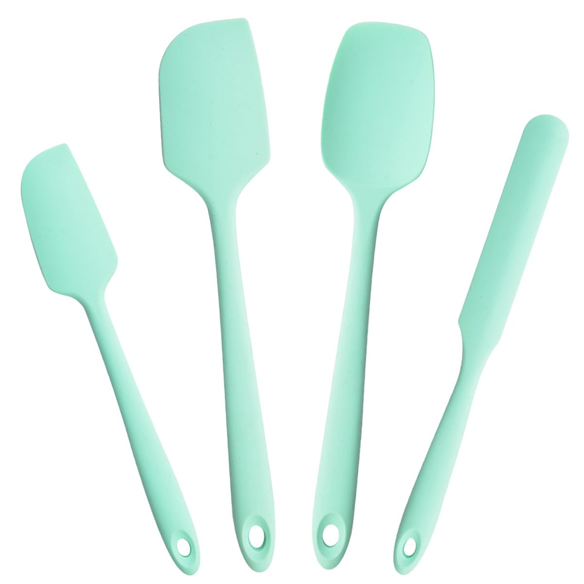 Proxima Direct315℃ Heat Resistant Silicone Spatula 4 Piece Set, Flexible BPA-Free Non-Stick Bowl Scraper Seamless Rubber Kitchen Utensils for Baking Cooking Mixing Cookware (Aqua)