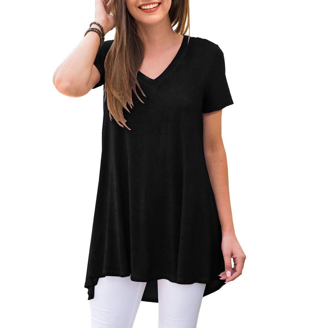 Women's Summer Casual Short Sleeve V-Neck T-Shirt Tunic Tops Blouse Shirts