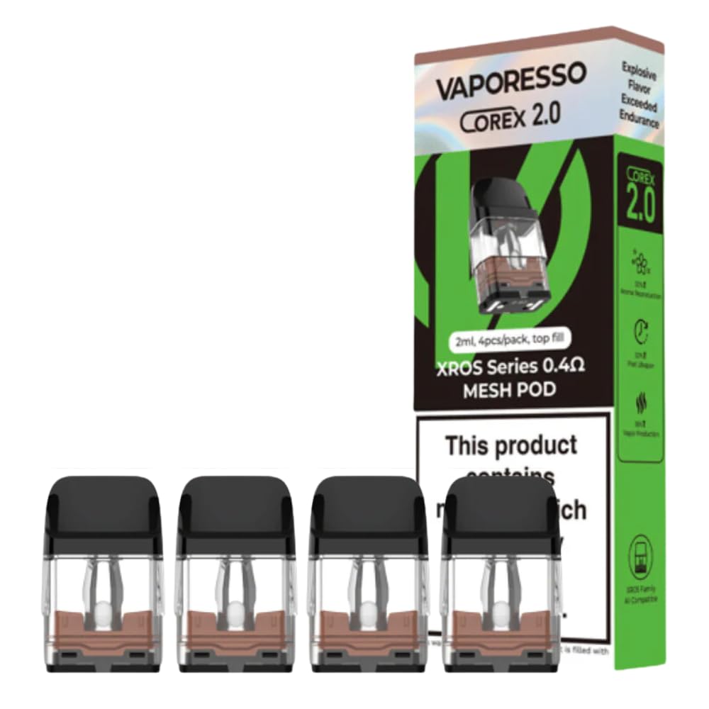 Vaporesso XROS 4 Pods [0.4ohm] - Vaporesso XROS V2 Replacement Pods, COREX 2.0 Pods, Top Filling, Leakproof Design, for XROS Mini Vape Kits, XROS 3 Vape Kits, XROS PRO, 4 Pack, No Nicotine