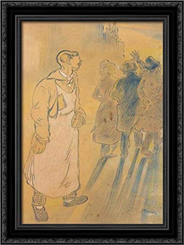 En Vont Par Trois 18x24 Black Ornate Wood Framed Canvas Art by Theophile Steinlen